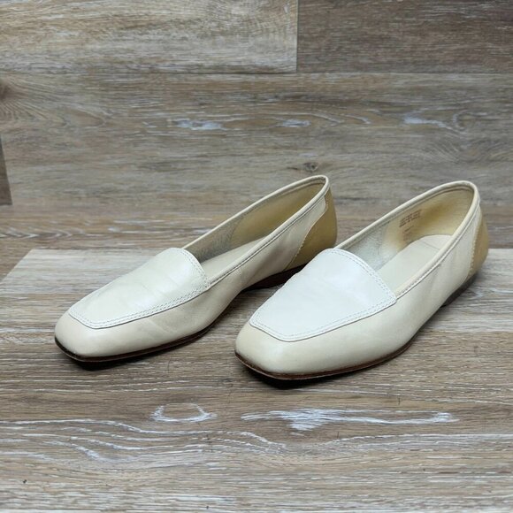 Enzo Angiolini Quiet Luxury Cream Leather Loafers Women's Size 8.5M - Picture 1 of 6